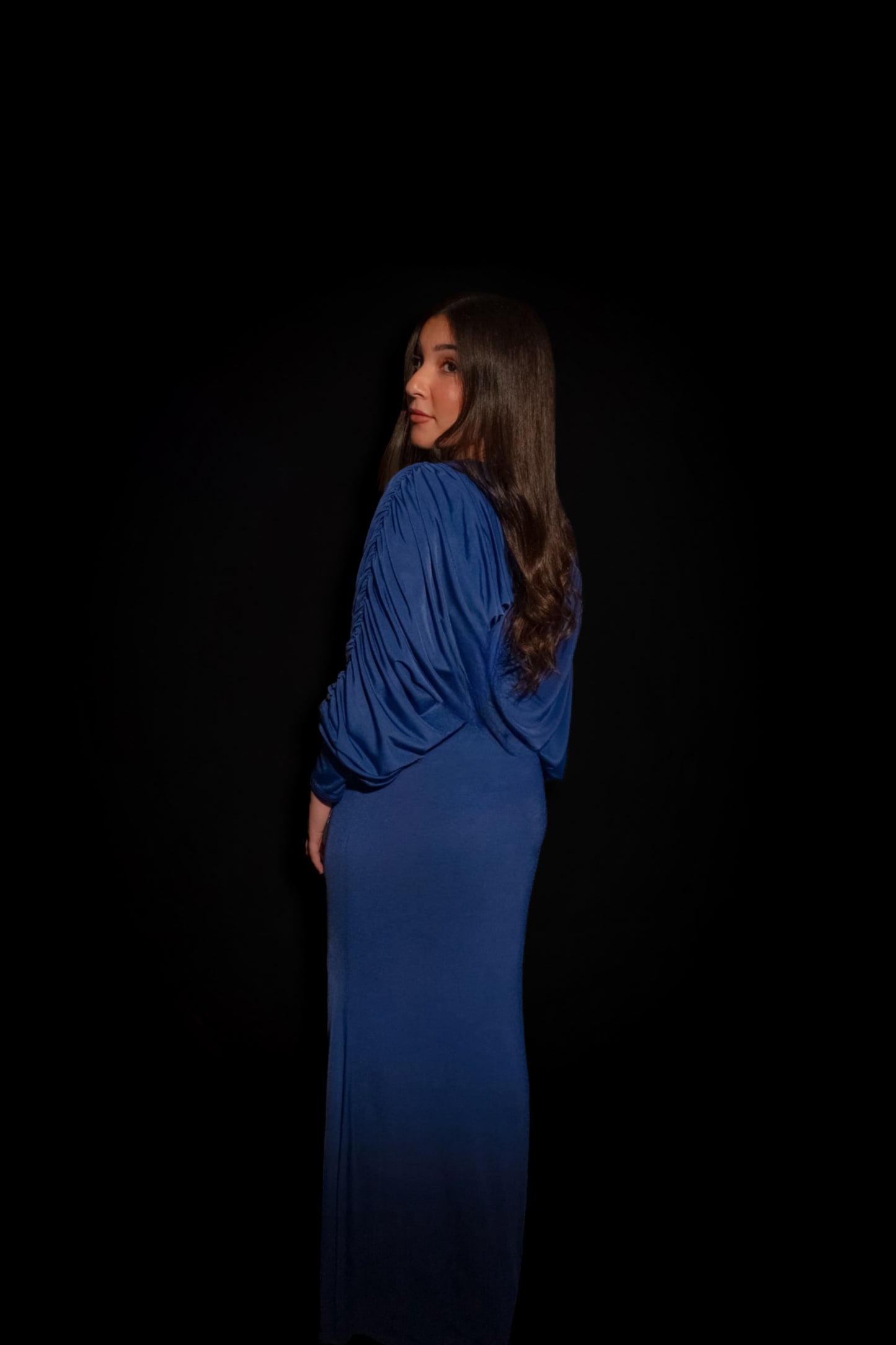 Lenora dress in blue/black